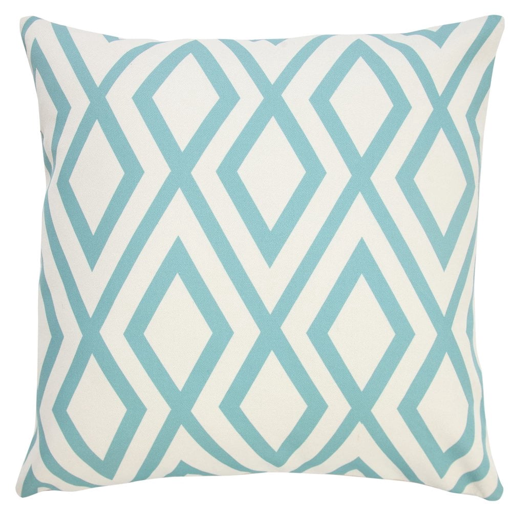 Harlow Hill Aqua Blue/Off-White Geometric Contemporary Recycled P.E.T. Throw Pillow Cover, 20" x 20"