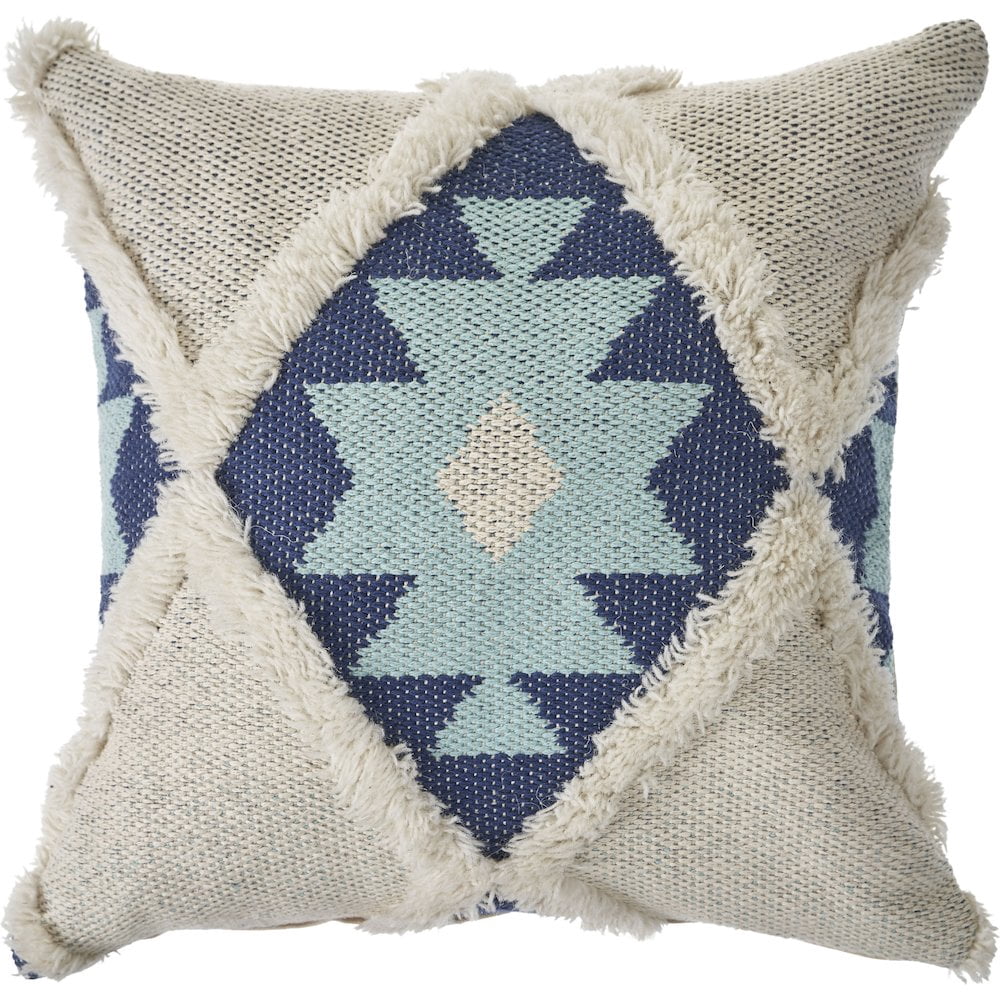 Harlow Hill Vintage Indigo Tribal Southwestern Cotton Blend Throw Pillow Cover, 20" x 20"