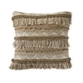 thumbnail image 1 of LR Home Ox Bay Hand-Woven Brown/White Stripe Indoor Outdoor Pillow Cover, 1 of 6