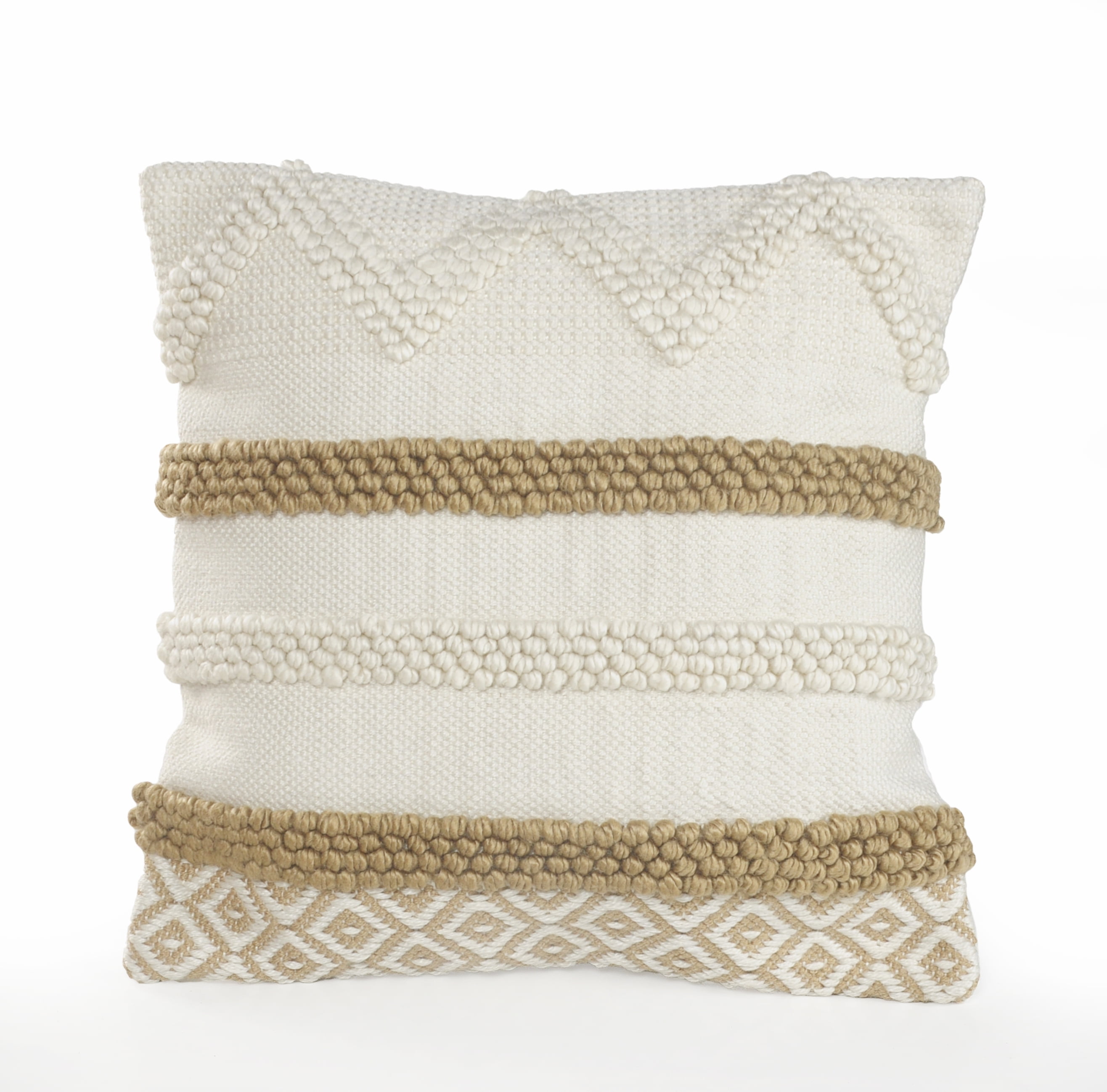 Ox Bay Maia White/Natural Striped Polyester Adult Decorative Outdoor Throw Pillow Cover