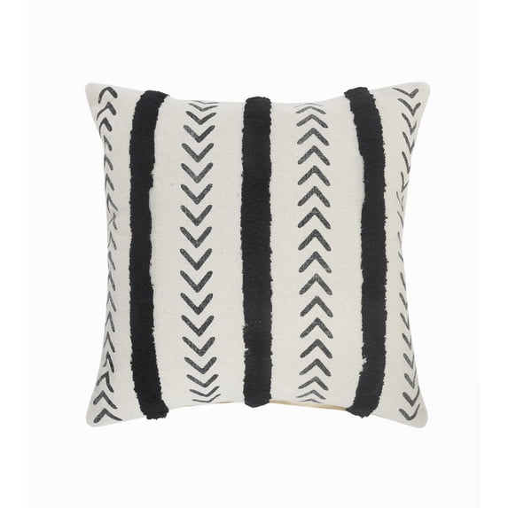 Ox Bay 20" x 20" Hand-Woven Cream/ Black Tribal Organic Cotton Pillow Cover