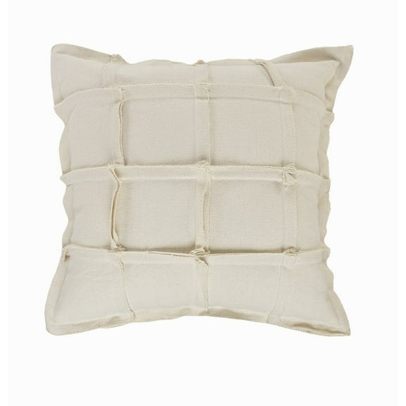 LR Home Ox Bay Hand-Woven Cream Patchwork All-Natural Cotton Pillow Cover