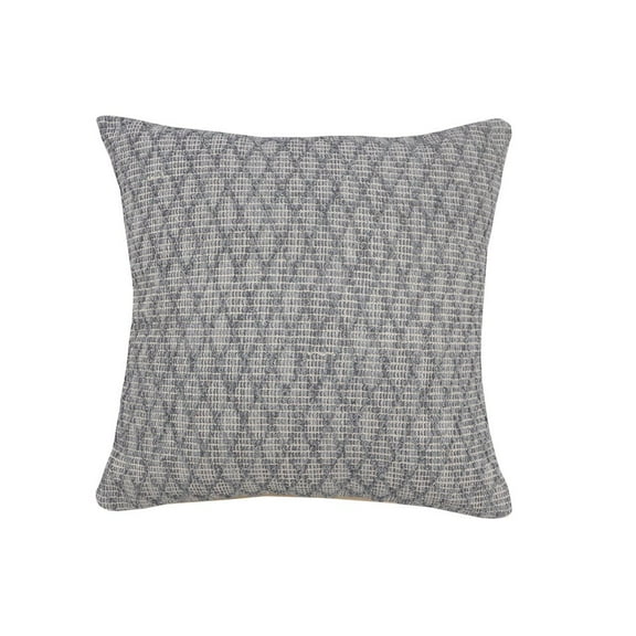 LR Home Ox Bay Hand-Woven Gray Diamond All-Natural Cotton Pillow Cover