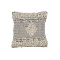 thumbnail image 1 of LR Home Ox Bay Hand-Woven Gray/White Geometric All-Natural Cotton Pillow Cover, 1 of 4