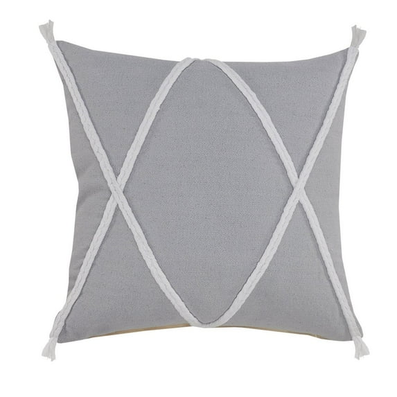 LR Home Ox Bay Hand-Woven Gray/White Geometric All-Natural Cotton Pillow Cover