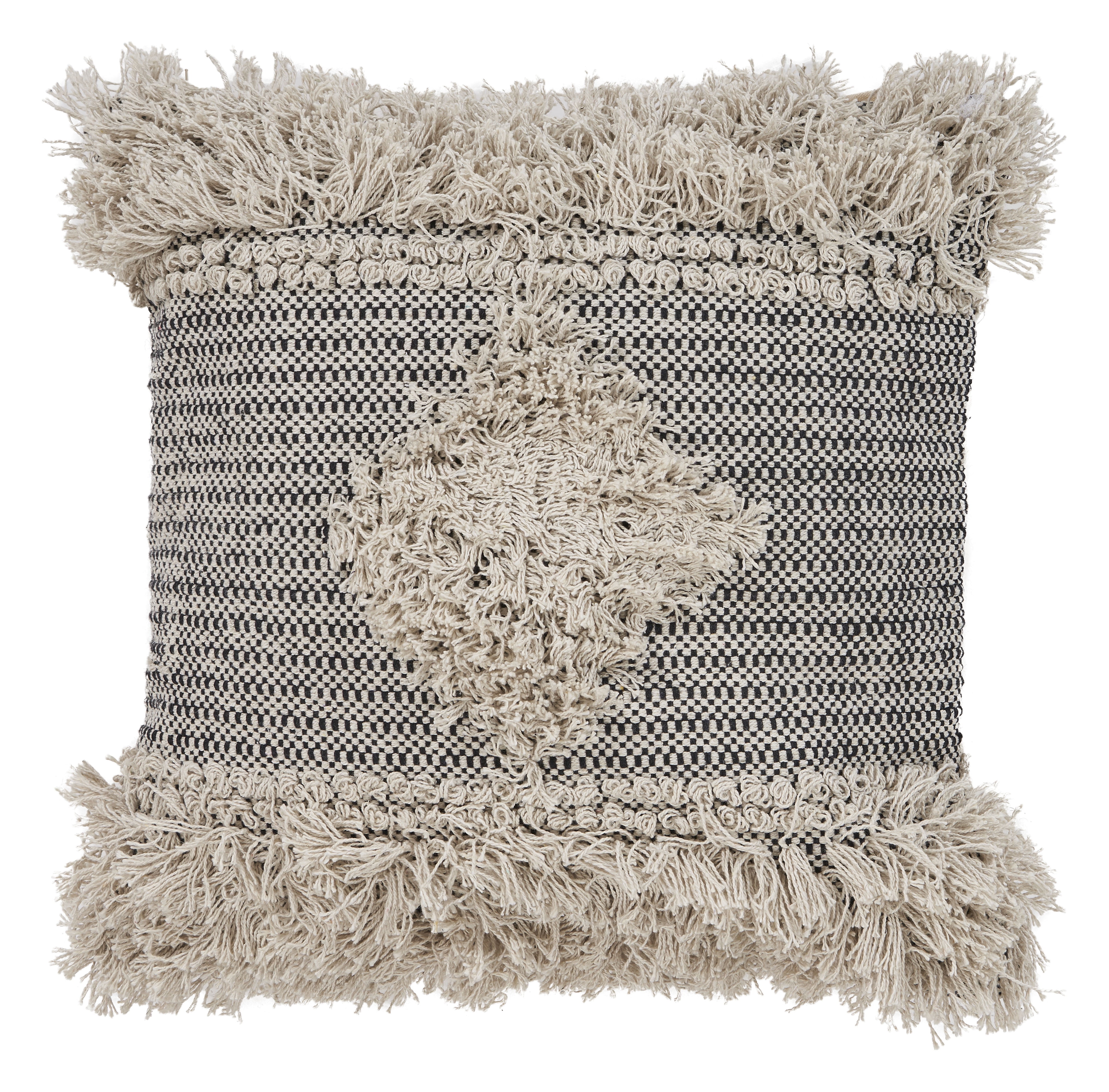 Ox Bay 20" Square Hand-Woven Gray and White Organic Cotton Pillow Cover