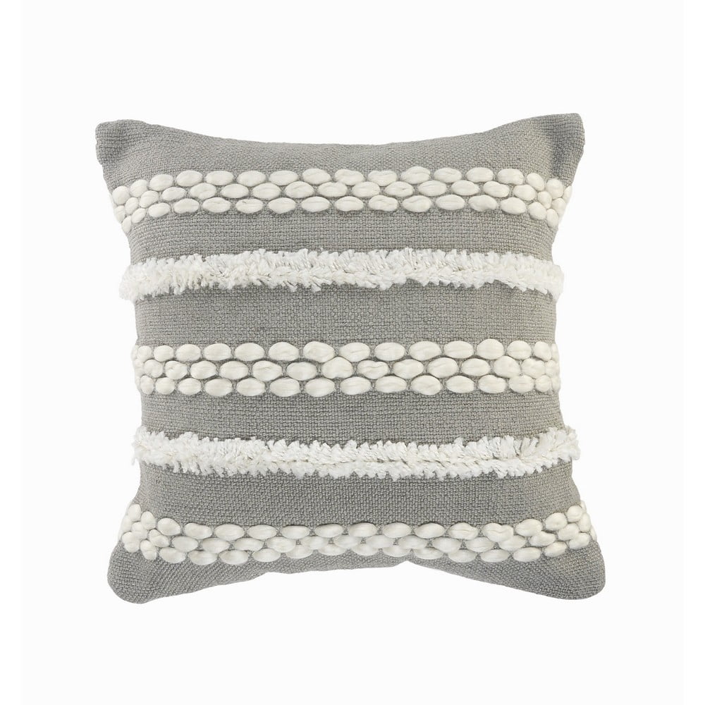 Ox Bay 20" x 20" Hand-Woven Gray/ White Geometric Resistant Polyester Pillow Cover