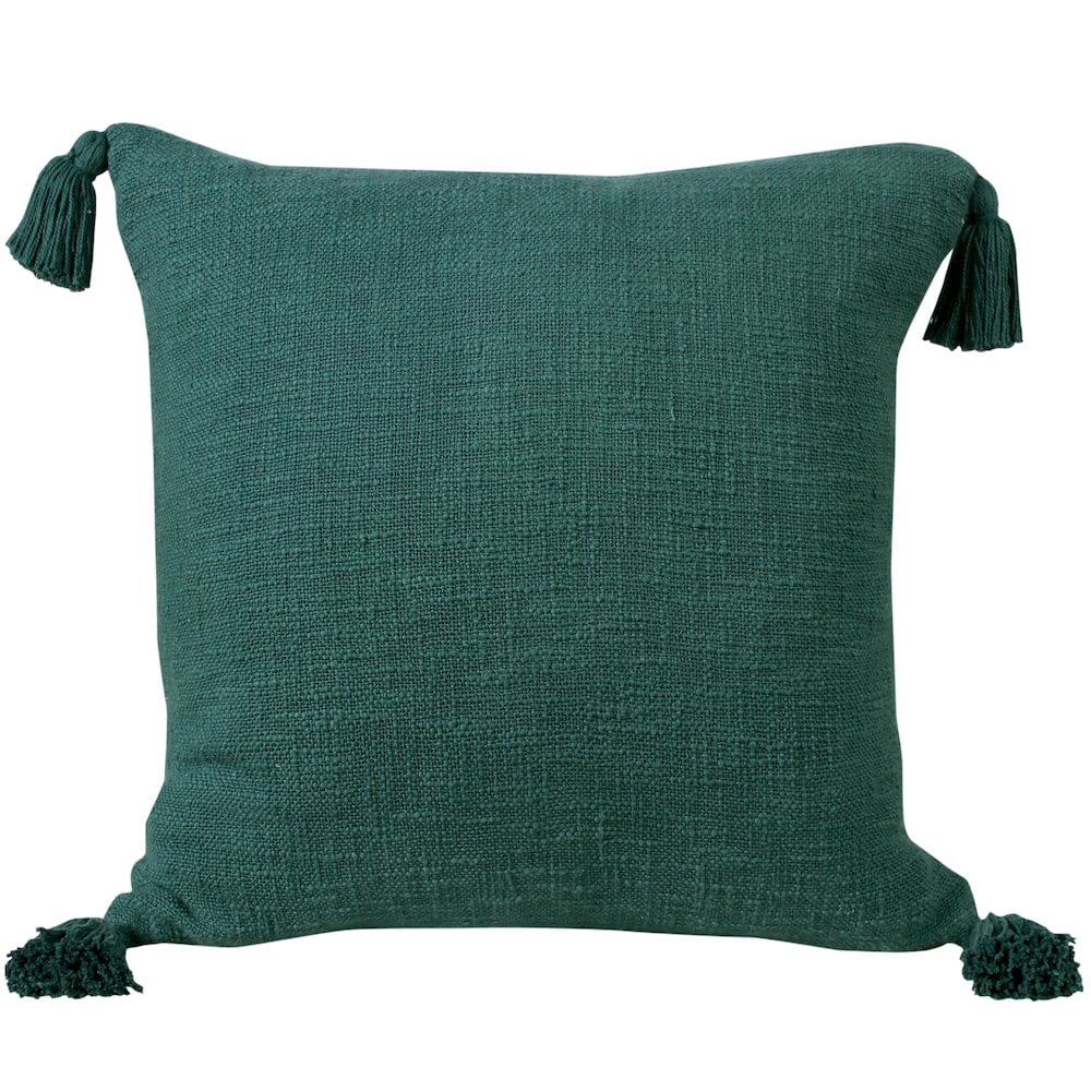 LR Home Ox Bay Hand-Woven Green Solid All-Natural Cotton Pillow Cover
