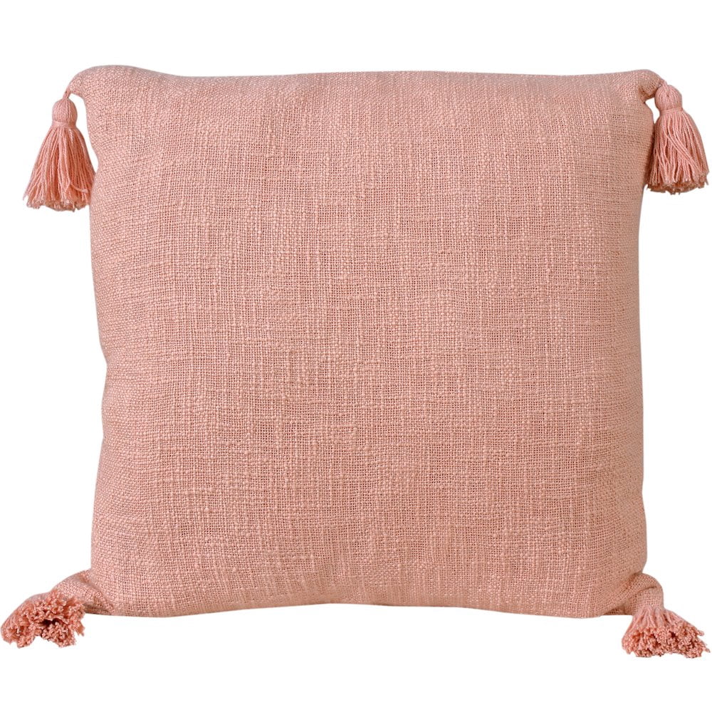 LR Home Ox Bay Hand-Woven Pink Solid All-Natural Cotton Pillow Cover