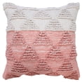 thumbnail image 1 of Ox Bay 20" x 20" Hand-Woven Pink/ White Geometric Organic Cotton Pillow Cover, 1 of 11