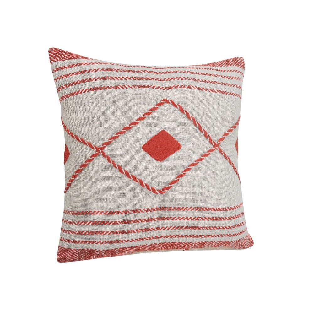 Ox Bay 20" x 20" Hand-Woven Pink/ White Geometric Organic Cotton Pillow Cover
