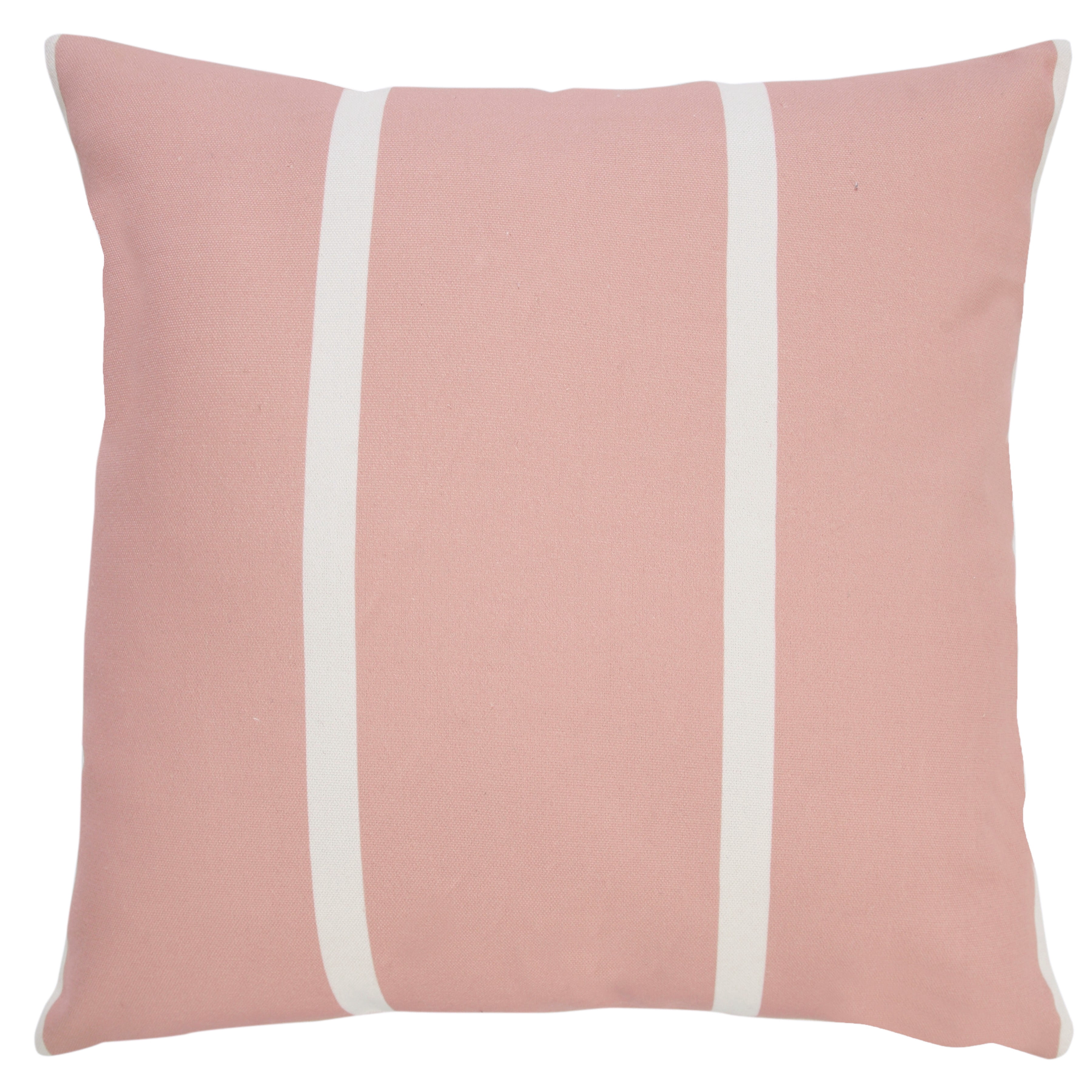 Ox Bay 20" x 20" Hand-Woven Pink/ White Stripe Recycled P.E.T Yarn Pillow Cover