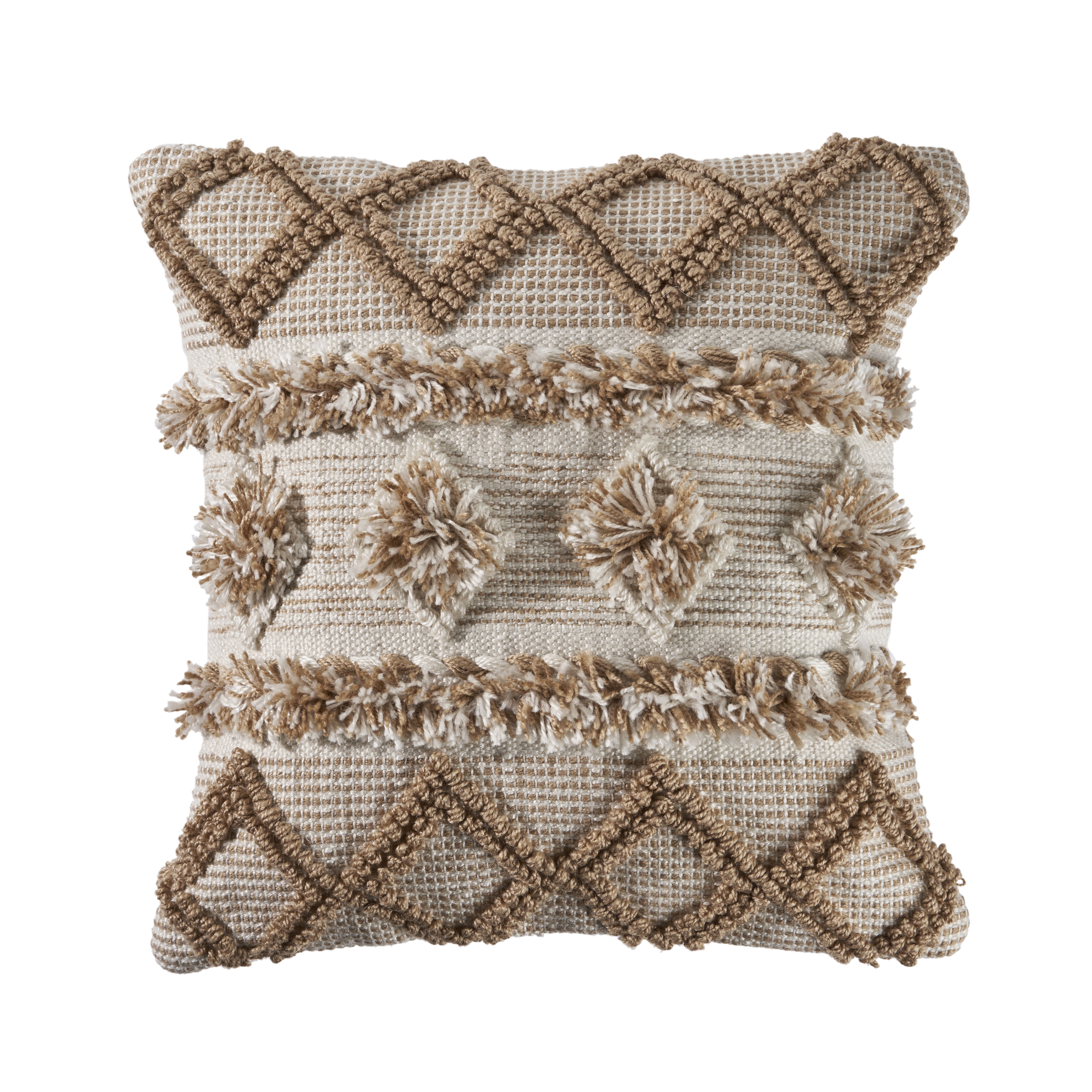Ox Bay Ila 20" x 20" Neutral Diamond Polyester Indoor/Outdoor Adult Decorative Throw Pillow Cover