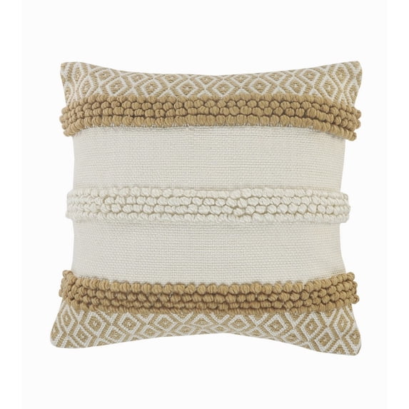 Ox Bay 20" x 20" Hand-Woven Tan/ White Geometric Resistant Polyester Pillow Cover