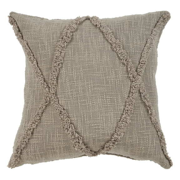 Ox Bay Sara 20" x 20" Taupe Shag Diamond Cotton Adult Decorative Throw Pillow Cover