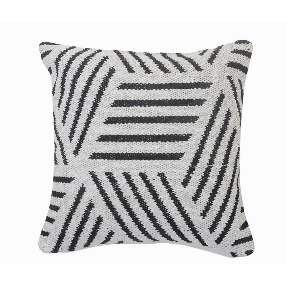 Ox Bay 20" x 20" Hand-Woven White/ Black Geometric Organic Cotton Pillow Cover