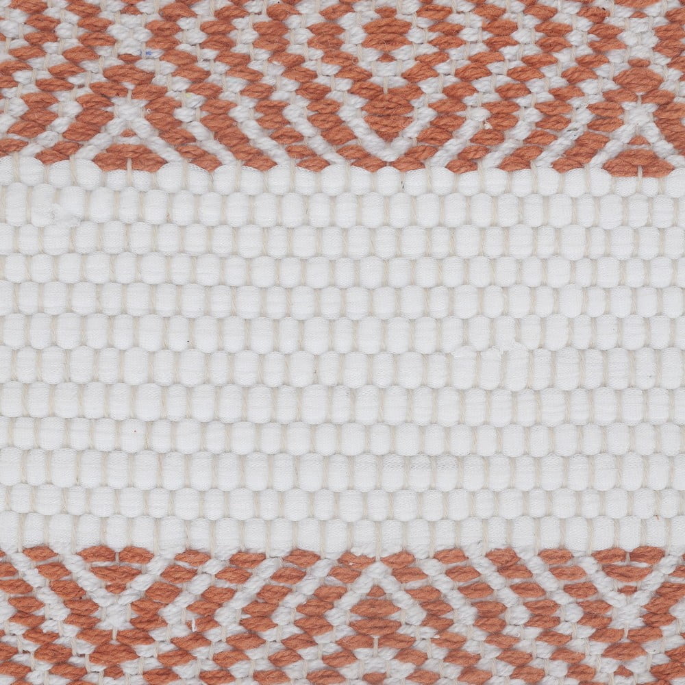 LR Home Ox Bay Hand-Woven White/Orange Diamond All-Natural Cotton Pillow Cover