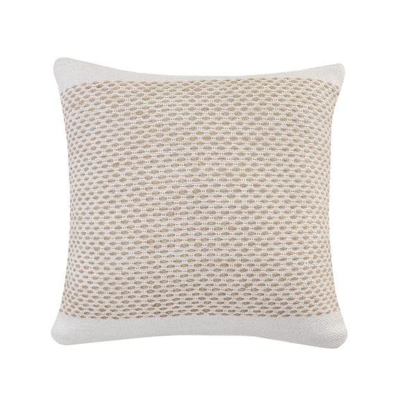Ox Bay 20" x 20" Hand-Woven White/ Tan Color Block Cotton Blend Pillow Cover