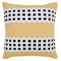 Ox Bay 20" x 20" Hand-Woven Yellow/ Black Stripe Organic Cotton Pillow Cover