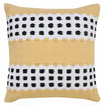 Ox Bay 20" x 20" Hand-Woven Yellow/ Black Stripe Organic Cotton Pillow Cover