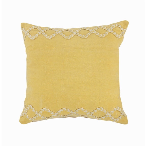 Ox Bay 20" x 20" Hand-Woven Yellow Bordered Organic Cotton Pillow Cover