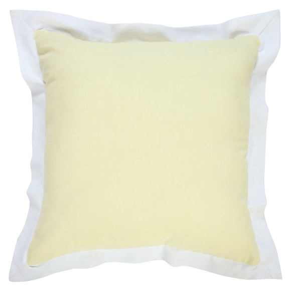 LR Home Ox Bay Hand-Woven Yellow/White Bordered All-Natural Cotton Pillow Cover
