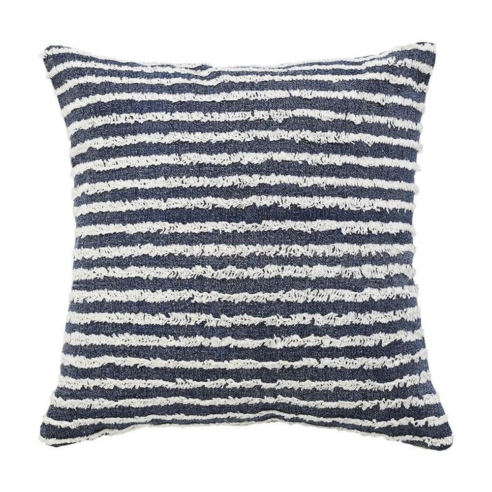 Harlow Hill Insignia Blue Striped Contemporary Cotton Throw Pillow Cover, 20" x 20"