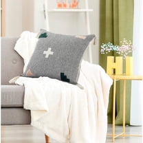 Laddha Home Designs Hand-Stitched Patchwork Cotton Throw Pillow Cover - 20" - Gray and Green