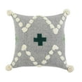 thumbnail image 1 of LR Home Ox Bay Hand-stitched Gray/Green Geometric All-Natural Cotton Pillow Cover, 1 of 8