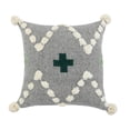 thumbnail image 4 of Harlow Hill Hand-Stitched Swiss Cross Cotton Throw Pillow Cover - 20" - Gray and Green, 4 of 9