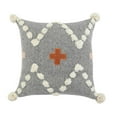 thumbnail image 1 of Ox Bay 20" x 20" Hand-stitched Gray/ Orange Geometric Organic Cotton Pillow Cover, 1 of 9