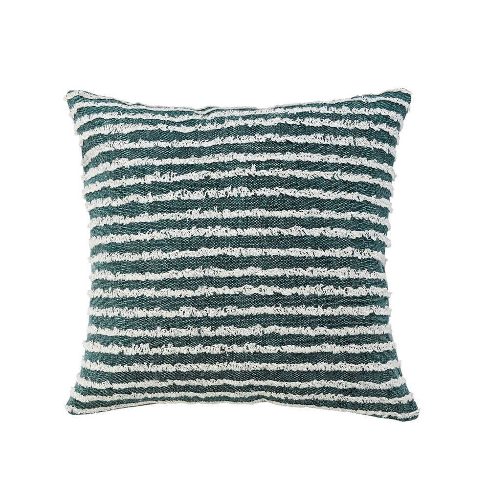 Ox Bay 20" x 20" Hand-stitched Green/ White Stripe Organic Cotton Pillow Cover
