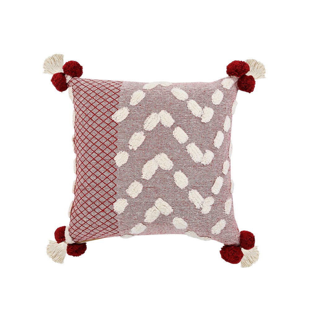 Harlow Hill Heute Red/Cream Geometric Kids/Tween Cotton Throw Pillow Cover, 20" x 20"