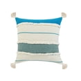 thumbnail image 1 of Ox Bay 20" x 20" Hand-stitched White/ Blue Stripe Organic Cotton Pillow Cover, 1 of 8
