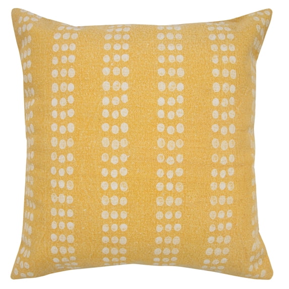 Ox Bay Khloe 20" x 20" Yellow Dotted Stripe Cotton Adult Decorative Throw Pillow