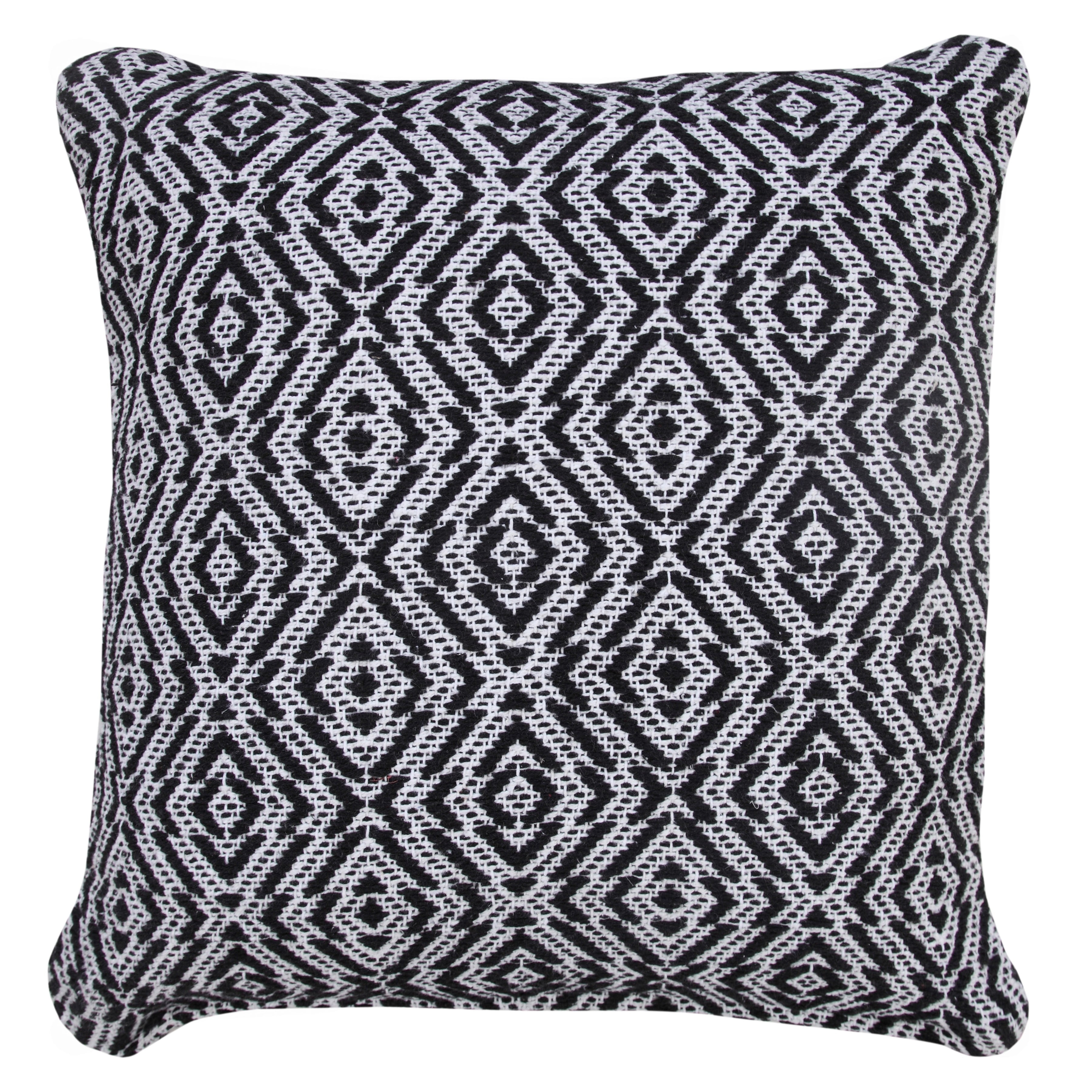 Black and White Diamond Cotton 20" Square Throw Pillow Set