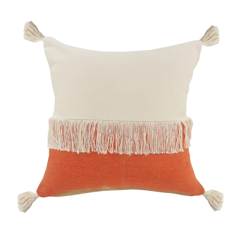 Ox Bay 20" x 20" Orange/ White Color Block Organic Cotton Pillow Cover