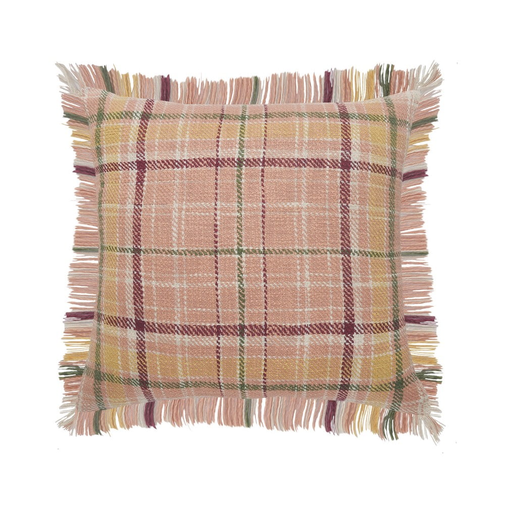Ox Bay 20" x 20" Pink/ Yellow Tartan/Plaid Organic Cotton Pillow Cover