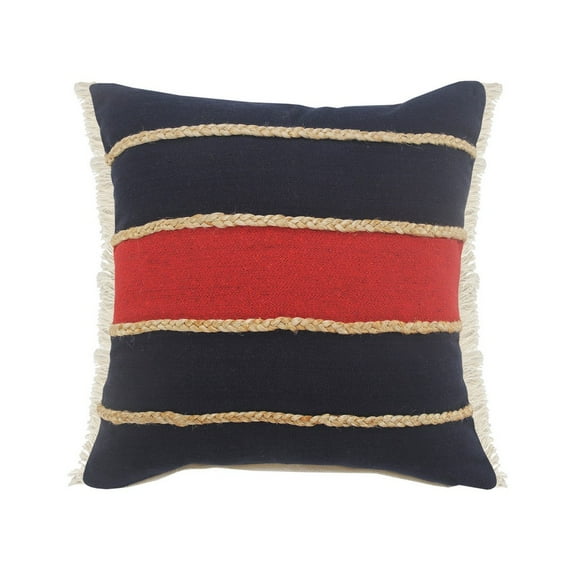 Ox Bay 20" x 20" Red/ Navy Stripe Cotton Blend Pillow Cover