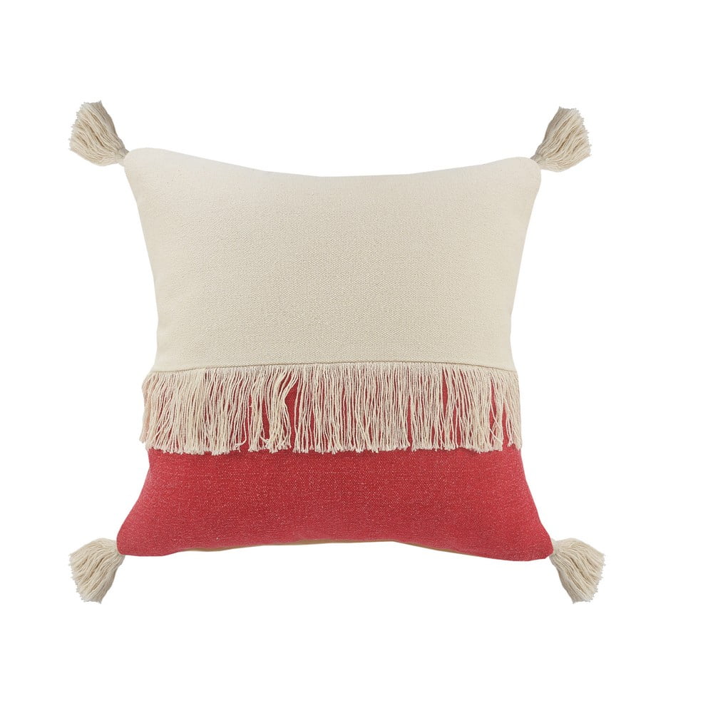 Ox Bay 20" x 20" Red/ White Color Block Organic Cotton Pillow Cover