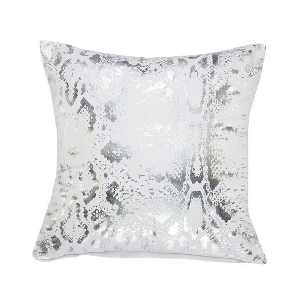 Ox Bay 20" x 20" White/ Silver Animal Organic Cotton Pillow Cover