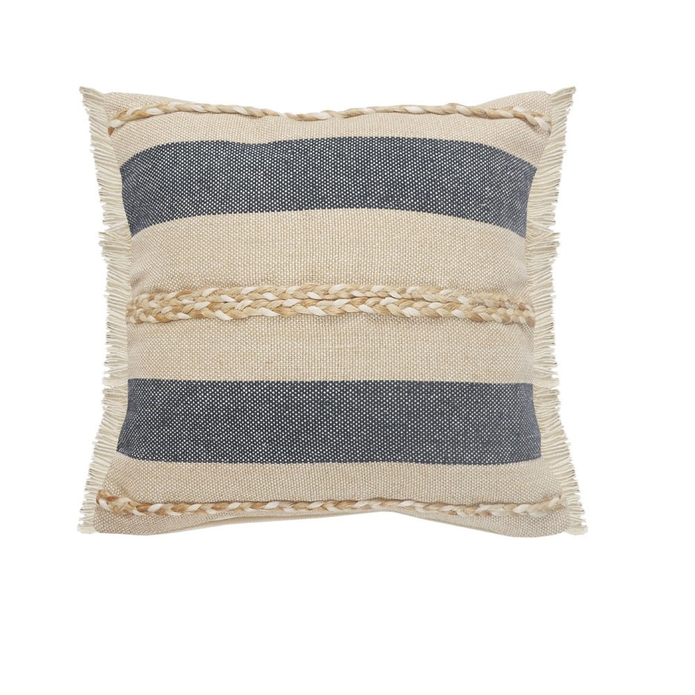 Ox Bay Daniel 24" x 24" Denim/Tan Striped Adult Decorative Throw Pillow Cover