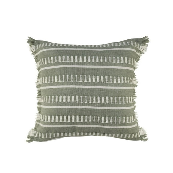 Ox Bay Bailey 24" x 24" Green/White Striped Outdoor Adult Decorative Throw Pillow Cover