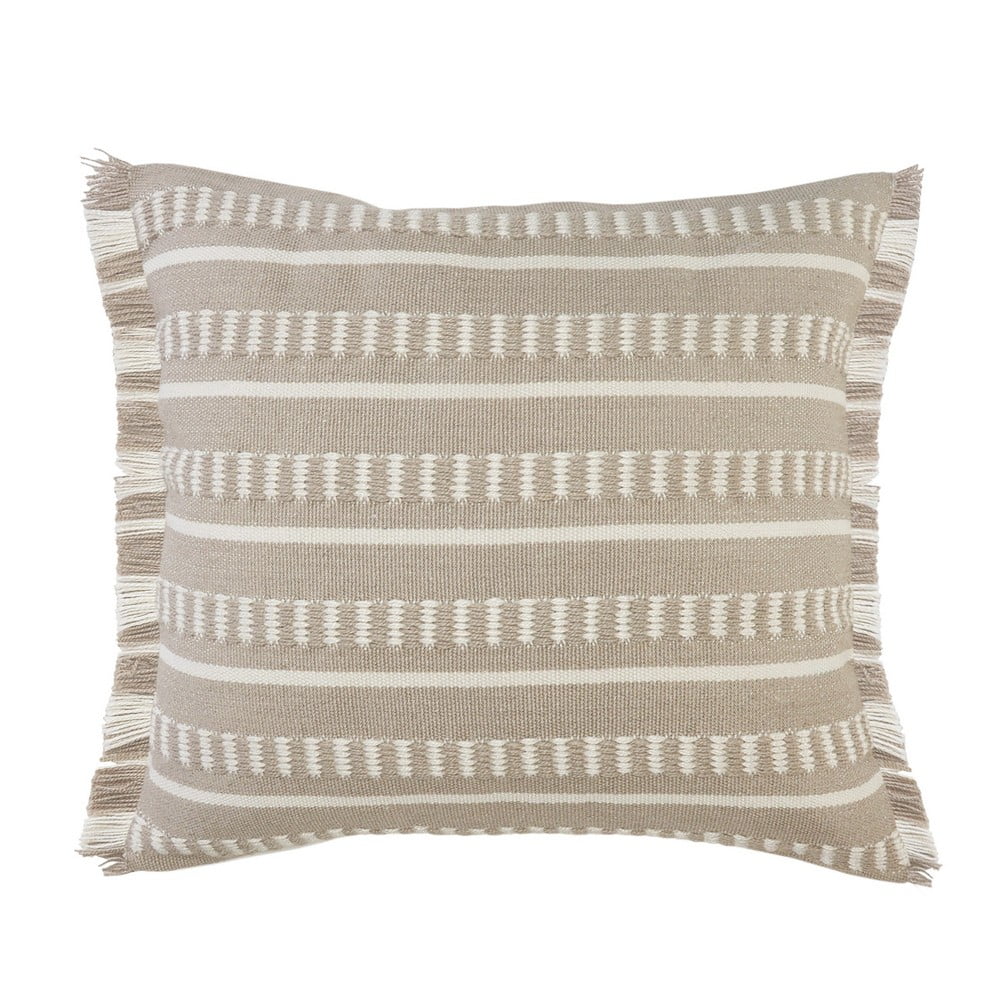 Harlow Hill Bailey 24" x 24" Tan/White Striped Outdoor Adult Decorative Throw Pillow Cover