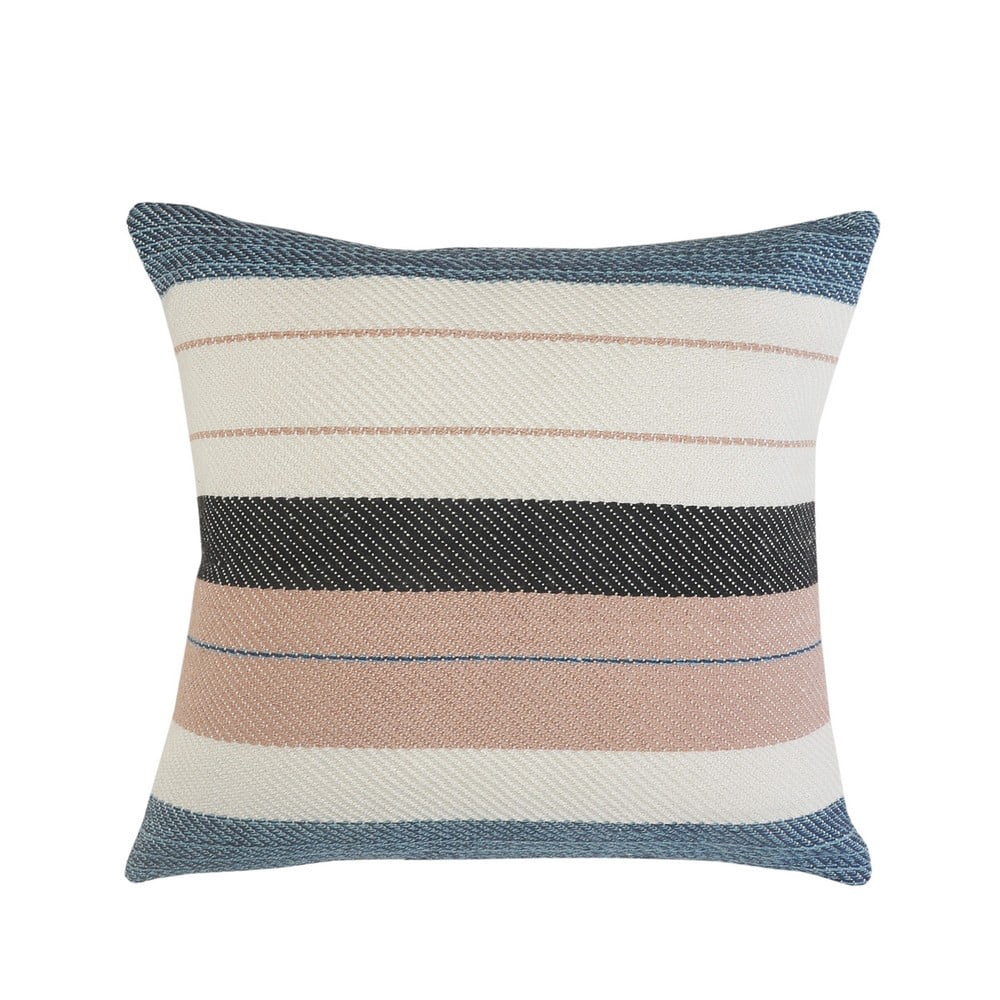 Ox Bay 24" x 24" Hand-Woven White/ Pink Geometric Resistant Polyester Pillow Cover