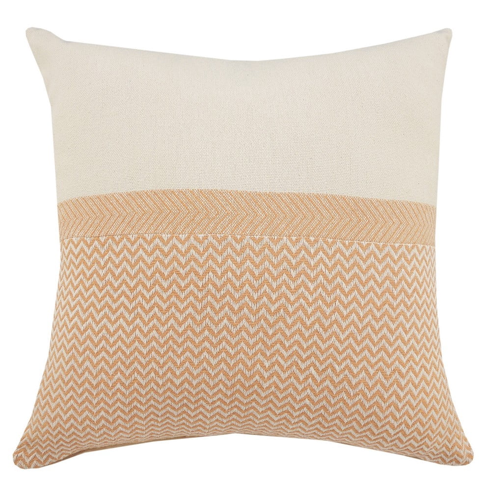 Ox Bay 26" x 26" Cream/ Orange Chevron Organic Cotton Pillow Cover