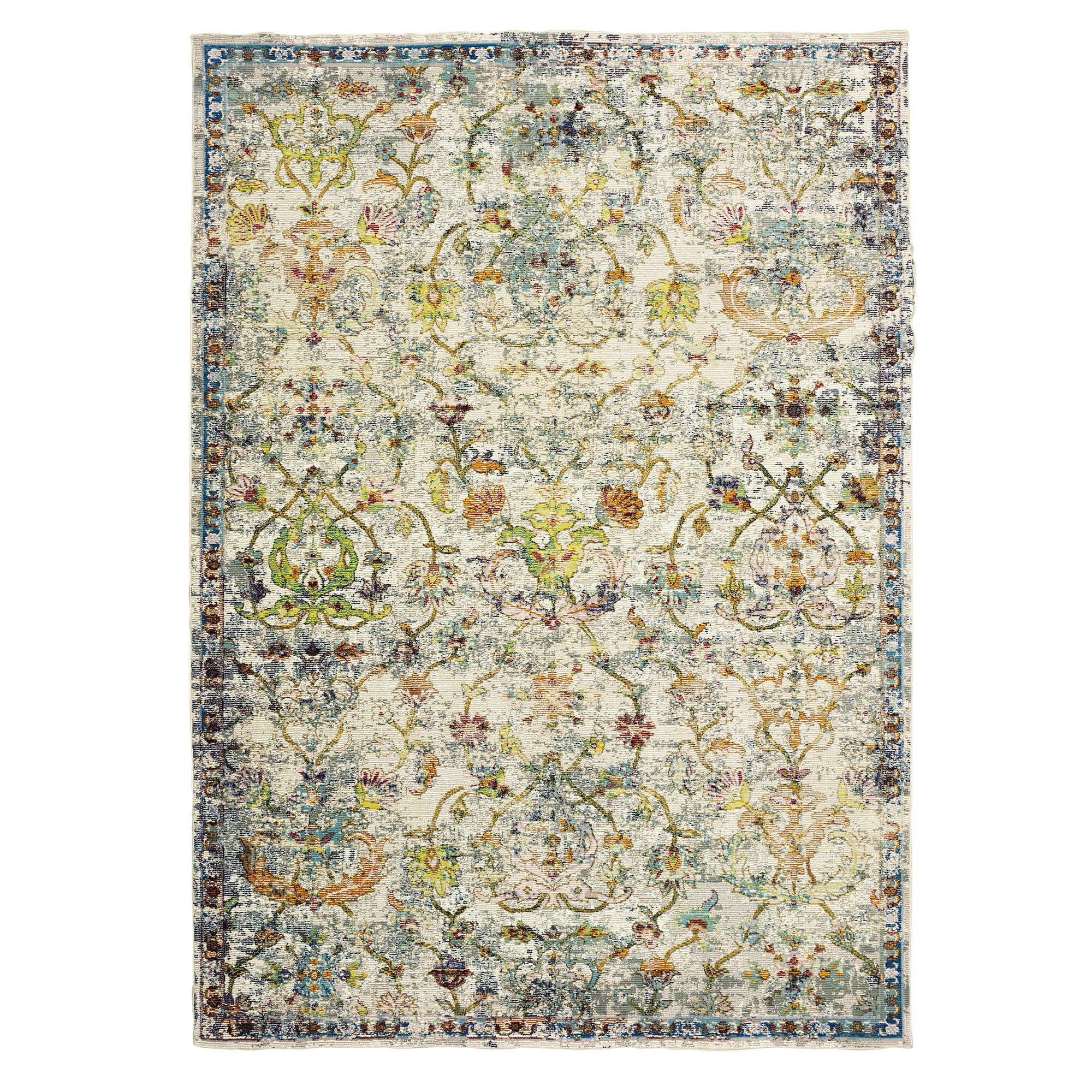 Laddha Home Designs 1.75' x 3' Loomed Damask Floral Area Throw Rug - Gray and Green