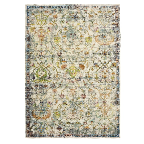 Laddha Home Designs 1.75' x 3' Loomed Damask Floral Area Throw Rug - Gray and Green