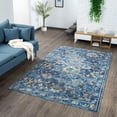 thumbnail image 1 of Ox Bay Ada 6' x 9' Indigo Bordered Floral Durable Indoor Area Rug, 1 of 8