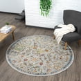 thumbnail image 1 of Ox Bay Ada 7'6" Round Gray/Green Floral Durable Indoor Area Rug, 1 of 8